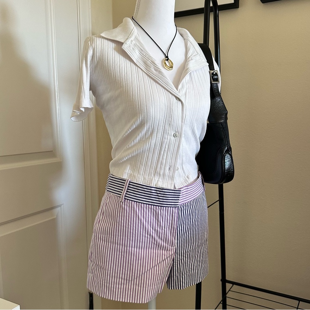 J. Crew Women's Striped Shorts - Purple and Navy